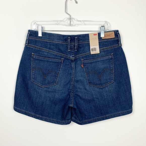 Levis NWT High Waisted Denim Dark Wash Jean Shorts - Picture 2 of 9